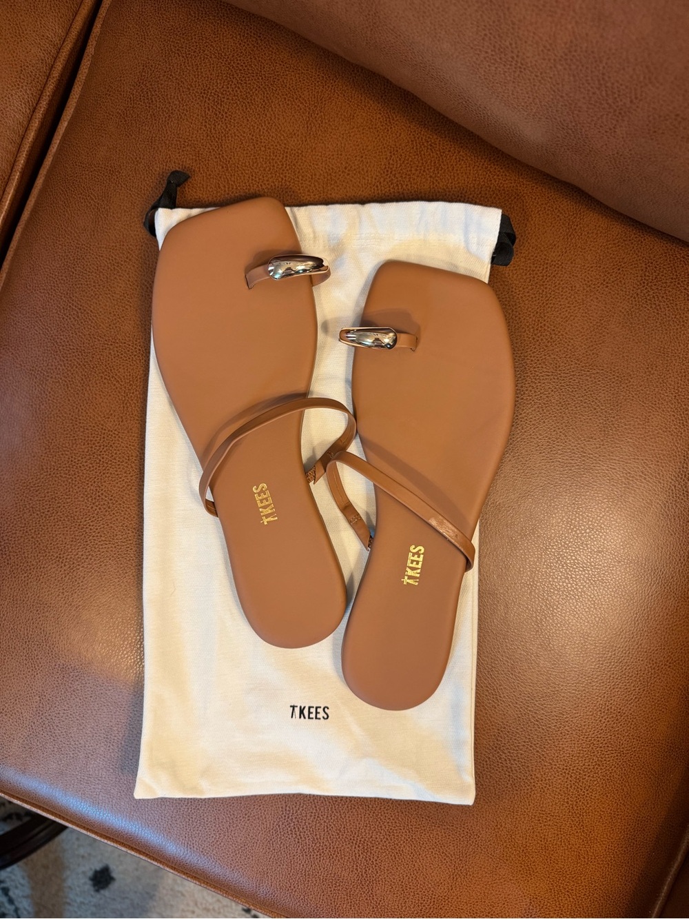 TKEES Women's Brown Leather Colette Sandals